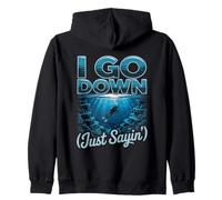 Funny Scuba I Go Down Just Sayin Diver Humor Zip Hoodie