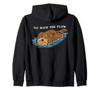 Funny Sea Otter Go with the Flow Cute Animal Lover Gift Zip Hoodie
