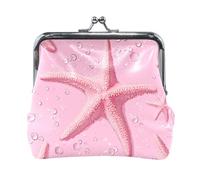 Funny Sea Star Peach Women's Leather Coin Purse Wallet Cute Change Wallet for Men Women Travel