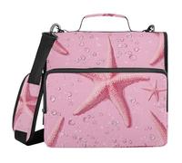 Funny Sea Star Pink 3 Ringing 1.5 inch Binder with Extra Pockets with Handle Multi-Pocket Portable Home Travel Safe Storage Bag for School