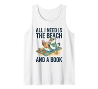 Funny Seagull Beach Reading Book All I Need is THE Beach Tank Top