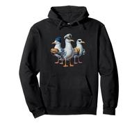 Funny Seagull Captain Birds Stealing Sandwich and Fries Pullover Hoodie