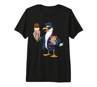 Funny Seagull Captain Eating Ice Cream Chips Premium T-Shirt