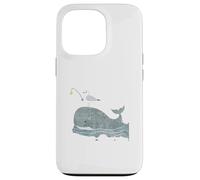 Funny Seagull Fishing on Whale - Nordic Ocean Art Case for iPhone 13 Pro
