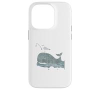 Funny Seagull Fishing on Whale - Nordic Ocean Art Case for iPhone 14 Pro