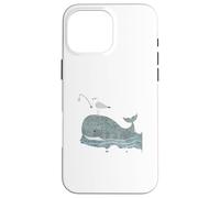 Funny Seagull Fishing on Whale - Nordic Ocean Art Case for iPhone 16 Pro Max