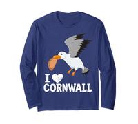 Funny Seagull With A Cornish Pasty I Love Cornwall Long Sleeve T-Shirt