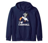 Funny Seagull With A Cornish Pasty I Love Cornwall Zip Hoodie