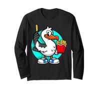 Funny Seagull with French Fries Sneakers Beach Bird Lover Long Sleeve T-Shirt