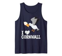 Funny Seagull with Ice Cream I Love Cornwall Tank Top