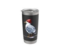 Funny Seagull with Red Beanie Hat Coastal Sailor Ocean Stainless Steel Insulated Tumbler