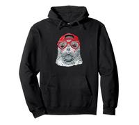 Funny Seal with Red Sunglasses Playful Marine Life Pullover Hoodie