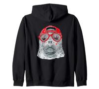 Funny Seal with Red Sunglasses Playful Marine Life Zip Hoodie