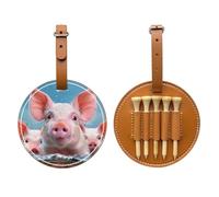 Funny Second Brother Printed Golf Tee Pouch Bag, PU Leather Tees Holder Ball Pocket Gifts for Golfer Men Women, Brown