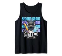Funny Second Grade Feral Raccoon Here I Am Back to School Tank Top