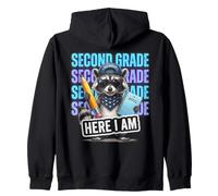 Funny Second Grade Feral Raccoon Here I Am Back to School Zip Hoodie