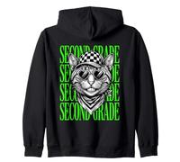 Funny Second Grade Teacher Feral Cat Back to School Students Zip Hoodie