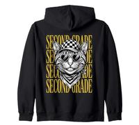 Funny Second Grade Teacher Feral Cat Back to School Students Zip Hoodie