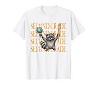 Funny Second Grade Teacher Feral Raccoon Back to School Value Graphic T-Shirt, Men, White, L