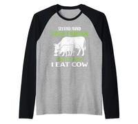 Funny Second Hand Vegetarian Cows Eat Grass I Eat Cow Humor Raglan Baseball Tee