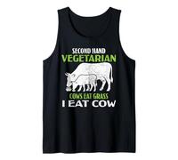 Funny Second Hand Vegetarian Cows Eat Grass I Eat Cow Humor Tank Top