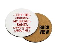 Funny Secret Santa - “I Got This Because My Secret Santa Knows Nothing About Me” - Christmas Gag Gift | Office Exchange Gift, Coffee, Tea, Drink Coaster (Round Coaster MDF)