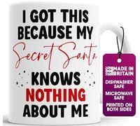 Funny Secret Santa Mug - “I Got This Because My Secret Santa Knows Nothing About Me” - 11oz White Coffee Mug, Dishwasher & Microwave Safe, Ideal Secret Santa Gift for Work Colleague/Office