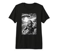 Funny Selfie Shocked Bigfoot Alien UFO Encounter Premium T-Shirt