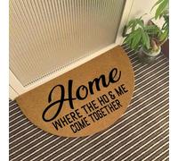 Funny Semicircle Artificial Coir Doormat Home Where The Ho & Me Come Together Front Door Outdoor Doormat with Heavy Duty Anti-Slip Backing Front Porch Half Circle Welcome Mats 29.5 x 17 inch