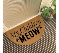 Funny Semicircle Artificial Coir Doormat My Children Meow Front Door Outdoor Doormat with Heavy Duty Anti-Slip Backing Front Porch Half Circle Welcome Mats 29.5 x 17 inch