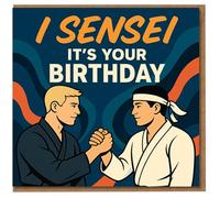 Funny Sensei Birthday Card - 'I Sensei It's Your Birthday' Pun, Martial Arts Greeting for Karate or Judo Instructor, Dojo Teacher