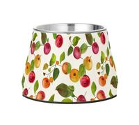 Funny Serviceberry Fruit White Dogs Feeding Bowls with Stand Stainless Steel Pets Bowl Stand for Dogs Cats Rabbits Birds Whisker Friendly