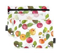 Funny Serviceberry Fruit White Pencil Bags Plastic Binder Pockets for Folder 3 Rings with Binder Holes for Children Stationery Supplies