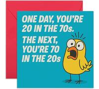 Funny Seventy Birthday Card - 'From 20 in the 70s to 70 in the 20s' - 70th BDay Nostalgic Humour - Blank Inside with Envelope