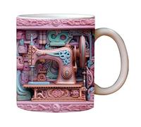 Funny Sewing Mug - Stoneware Tea Cup with 3D Sewing Pattern - Unique Quilting Gift for Sewers - 11Oz Birthday Party Favor for Craft Lovers