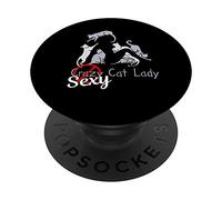 Funny Sexy Crazy Cat Lady Gift for Cat Lovers Best Mom Dad PopSockets PopGrip: Swappable Grip for Phones & Tablets