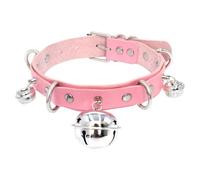 Funny Sexy Punk Leather Choker Necklace With Bell Metal Trendy Chocker Collar Necklace Boho Gothic Costume Jewelry Accessories Pink One Size