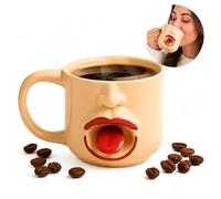 Funny Shaking The Tongue Coffee Cup,Abstract Personality Ceramic Mug,3D Design Mug Featuring a Permanently Stuck-Out Tongue, Funny Cup for Ornament, Novelty Gift for Friends, Coworkers (Yellow)