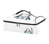 Funny Shark Area with Diving Goggles Reusable Insulated Pizza Bag, Waterproof Food Delivery Bag, with Handle Lid Leakproof Pizza Holder Tote for Hot or Cold Food
