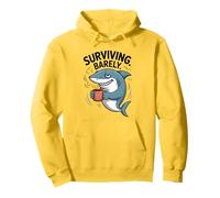 Funny Shark Coffee Surviving Barely Moody Feline Vibes Teens Pullover Hoodie