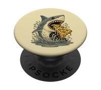 Funny Shark Eating Pizza: food Lover Humor PopSockets Adhesive PopGrip