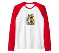 Funny Shark Eating Pizza: Food Lover Humor Raglan Baseball Tee