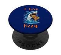 Funny Shark Eating Pizza Graphic Design for Food Lovers PopSockets Adhesive PopGrip