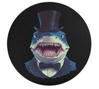 Funny Shark Round Wooden Puzzle Letter on Back