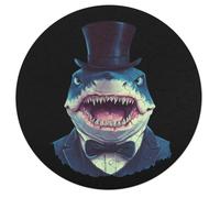 Funny Shark Round Wooden Puzzle Letter on Back