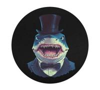 Funny Shark Round Wooden Puzzle Letter on Back