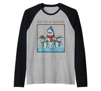 Funny Shark Scarf Hat Winter Humor Ocean Design Raglan Baseball Tee