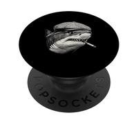 Funny Shark Smoking Cigarette Meme Mafia Ocean Predator PopSockets Adhesive PopGrip