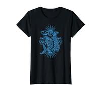 Funny Shark Tiki Inspired Art Value Graphic T-Shirt, Women, Black, XL