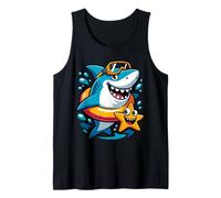 Funny Shark with Swim Ring and Diving Goggles Tank Top